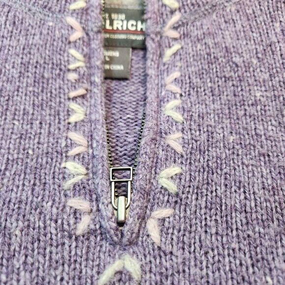 Woolrich Purple Wool 1/4 Zip Mock Neck Pullover Sweater Cottagecore Cabincore L - Picture 6 of 13